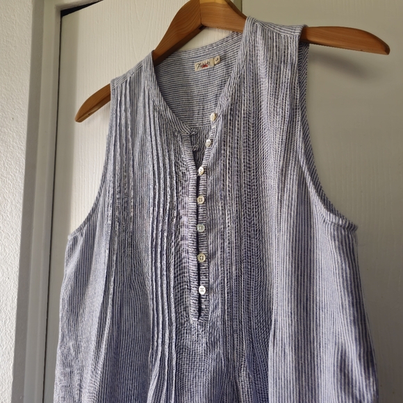 Faherty- Isha Linen Mini Dress Blue Mini Stripe SzM - Picture 4 of 12